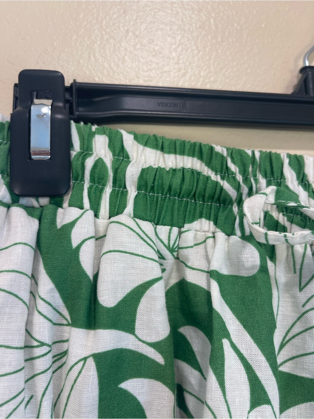 C&C California Green White Tropical Linen Blend Wide Leg Pants M Pull On NWT - Picture 9 of 14
